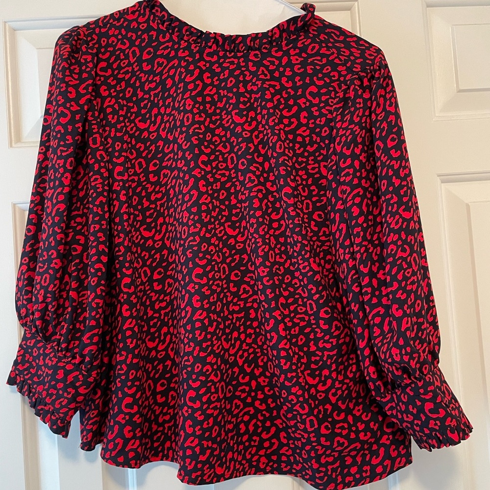Mock neck with rouched sleeve blouse